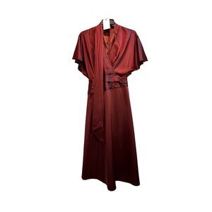 NEW Alex Marie Dress Size 6 Brown Satin Giselle Kimono Sleeve Cross Front